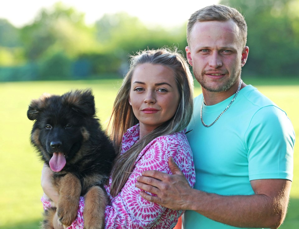 Rory Geddes with his partner Matilda and German Shepherd puppy Roxy