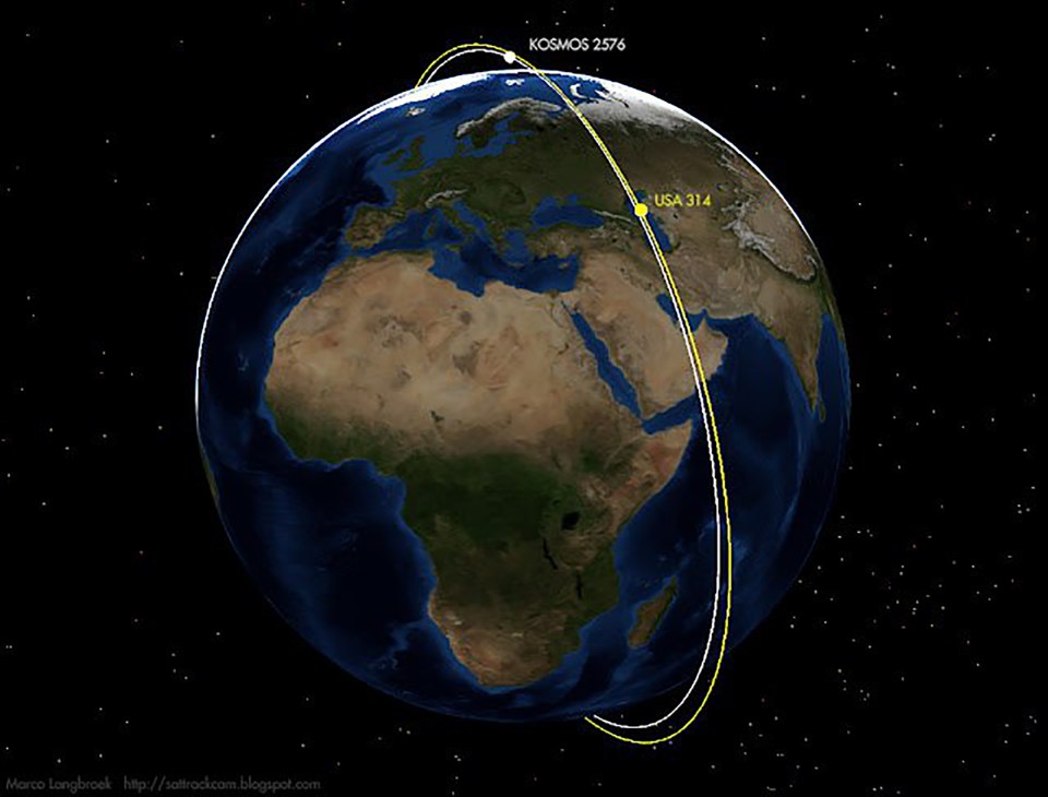 The Pentagon said the space tech was put into the 'same orbit' as a US government satellite