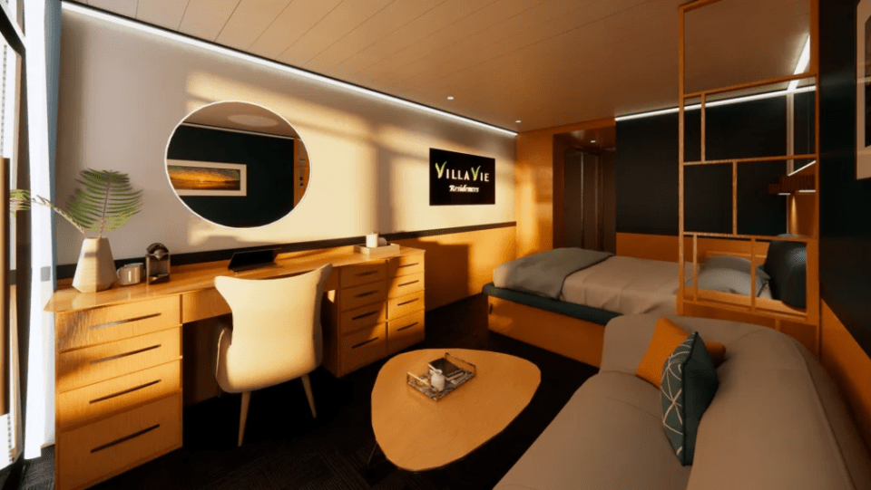 The rooms on the ship offer purchase or short-term rent options