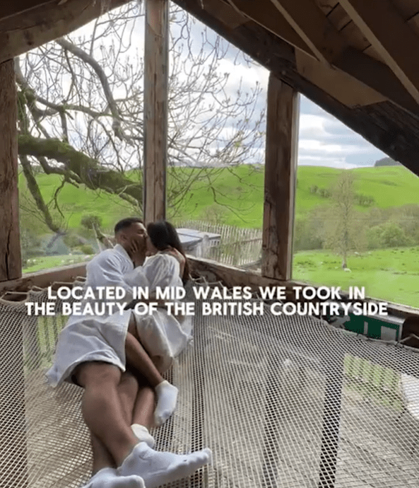 The couple stayed in a luxury treehouse in Wales