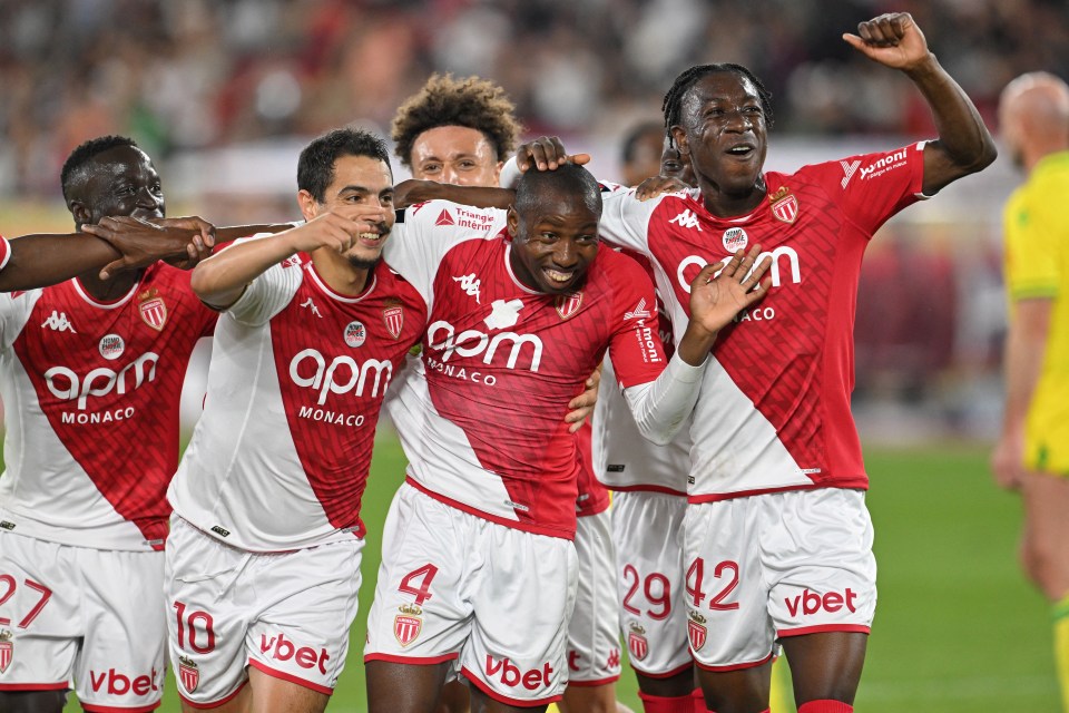 Monaco’s Mohamed Camara (No.4) covered an anti-homophobia badge on his shirt