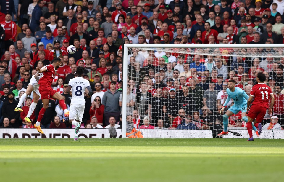 Liverpool’s Cody Gakpo headed home his team's third moments after the restart