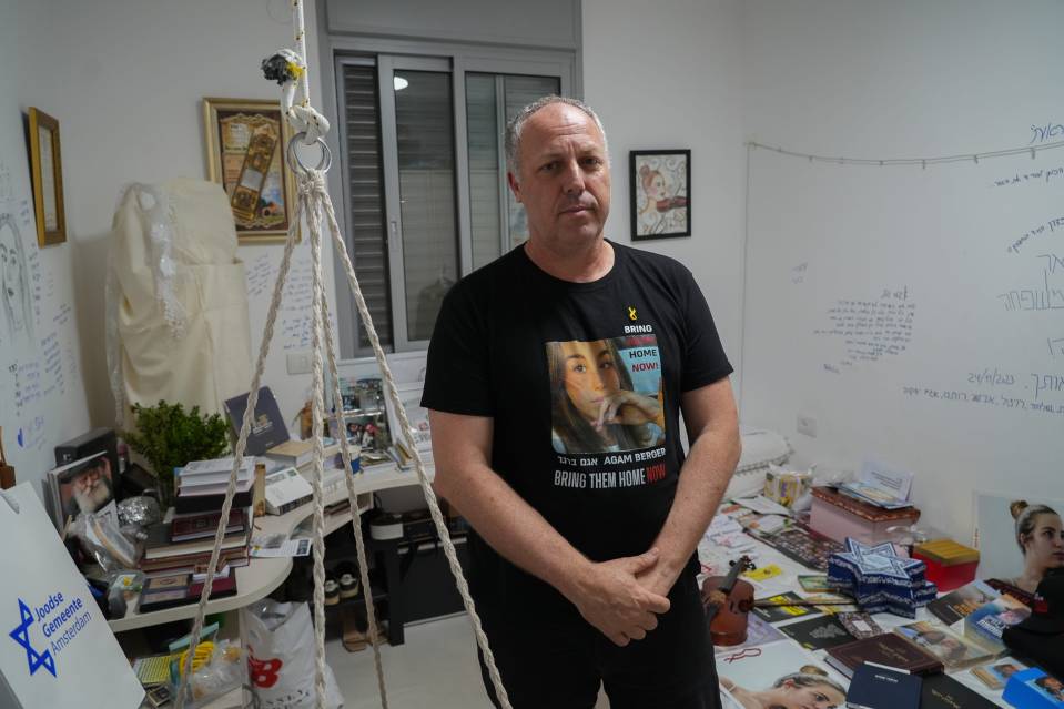 Shlomi Berger in his daughter Agam's room has revealed why he decided to release the sickening footage his child being held captive in Gaza