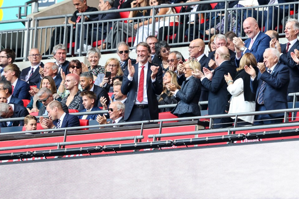 Sir Jim Ratcliffe was loving the entertainment at Wembley