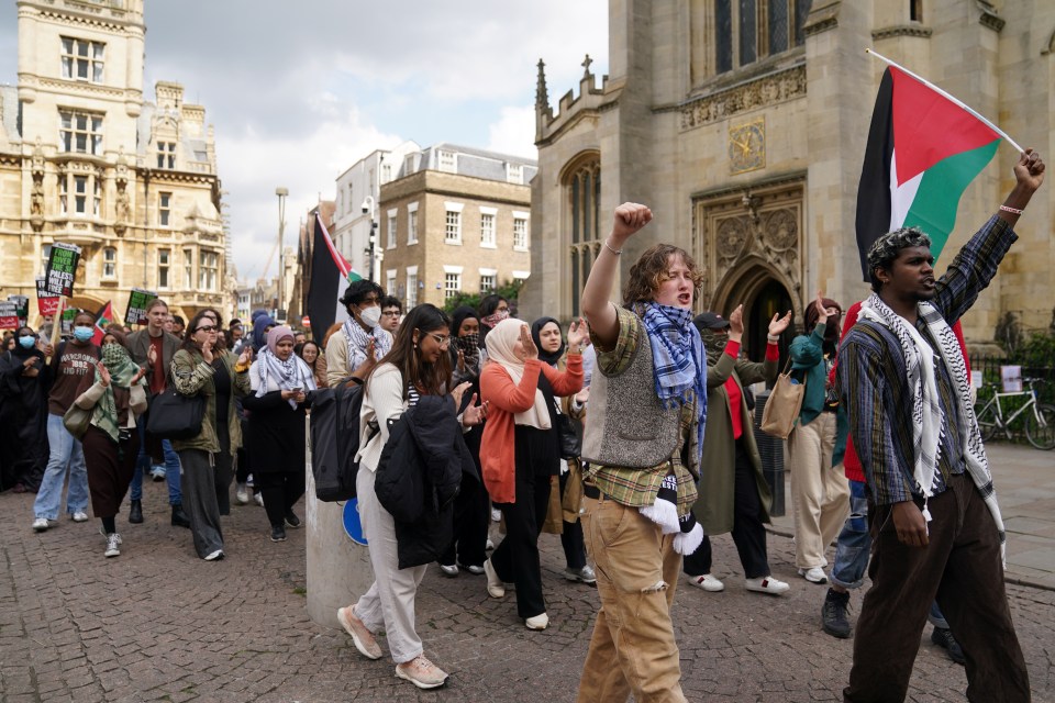 Protesters at the camp in Cambridge