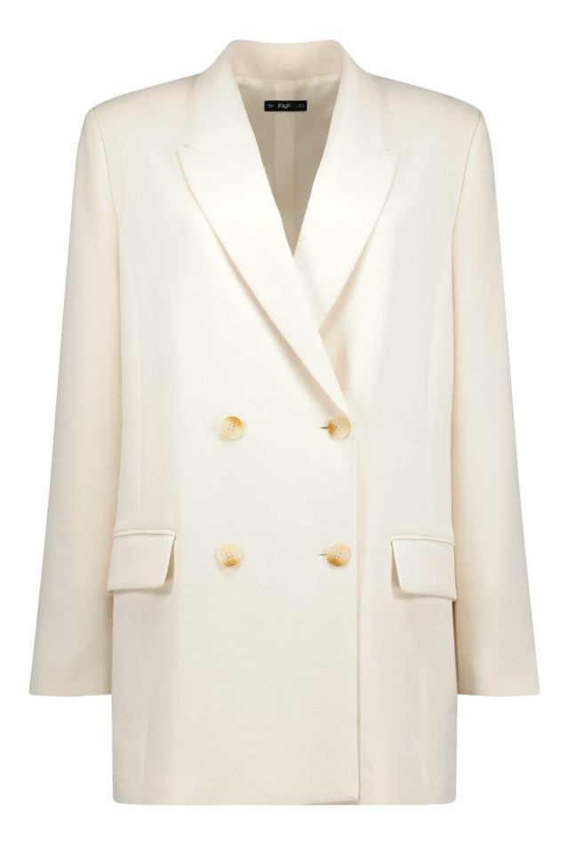 Add a sharp cream blazer to your look like this one at £39.50