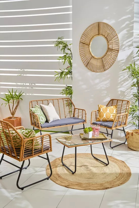 Save £94.99 on this four-piece Neo bamboo-style wicker garden set