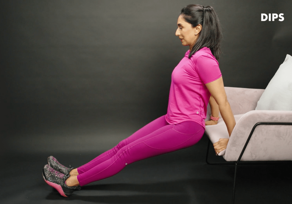 You can do dips using your bed or sofa