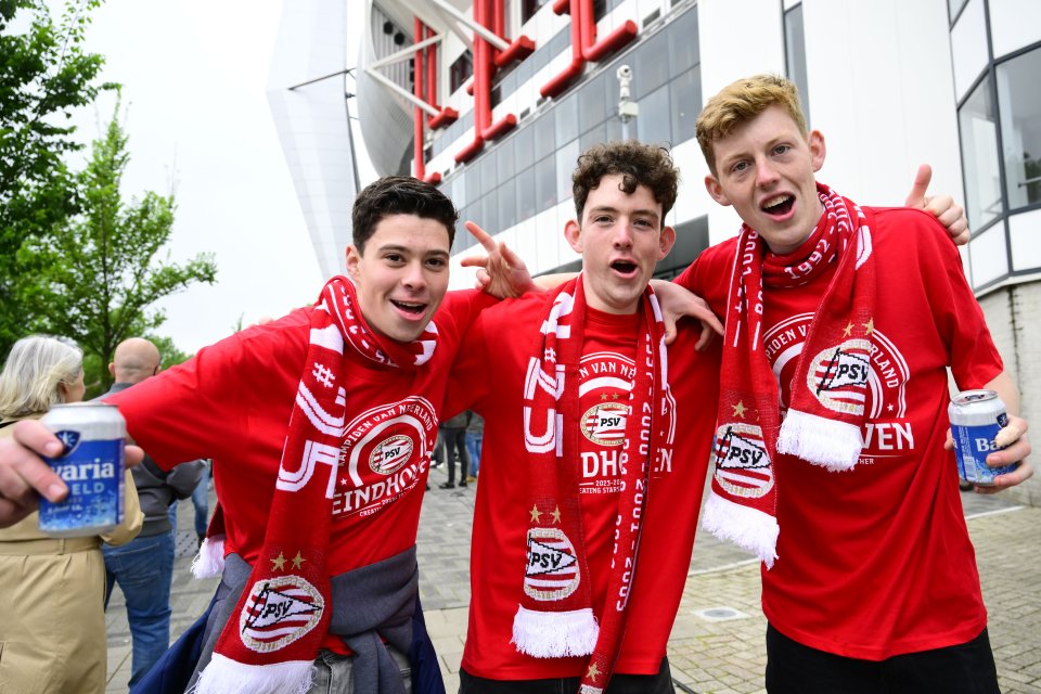 Fans outside the stadium close to where the man blew his fingers off