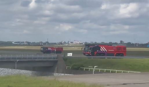 Fire trucks arriving at the airport