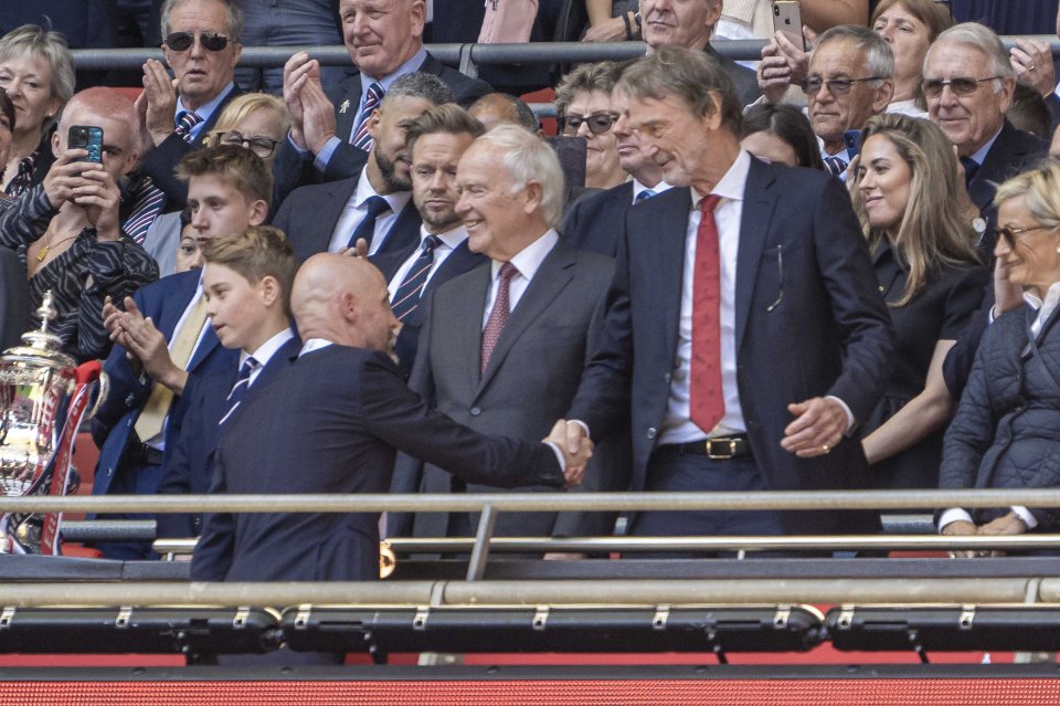 Ratcliffe shakes hands with Ten Hag after the final, and could soon be saying farewell