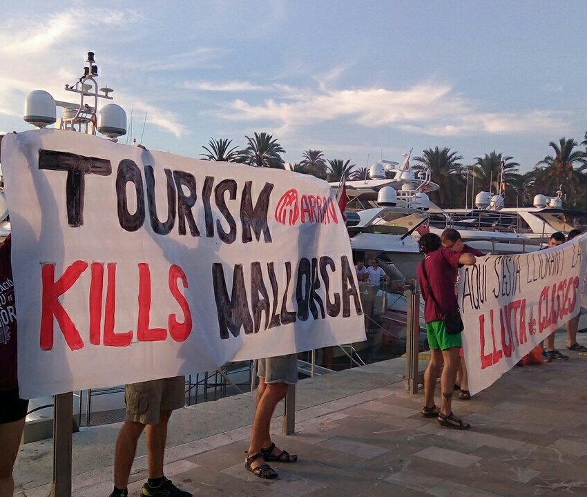 Protestors in Majorca demanding a restriction on 'cheap tourism'