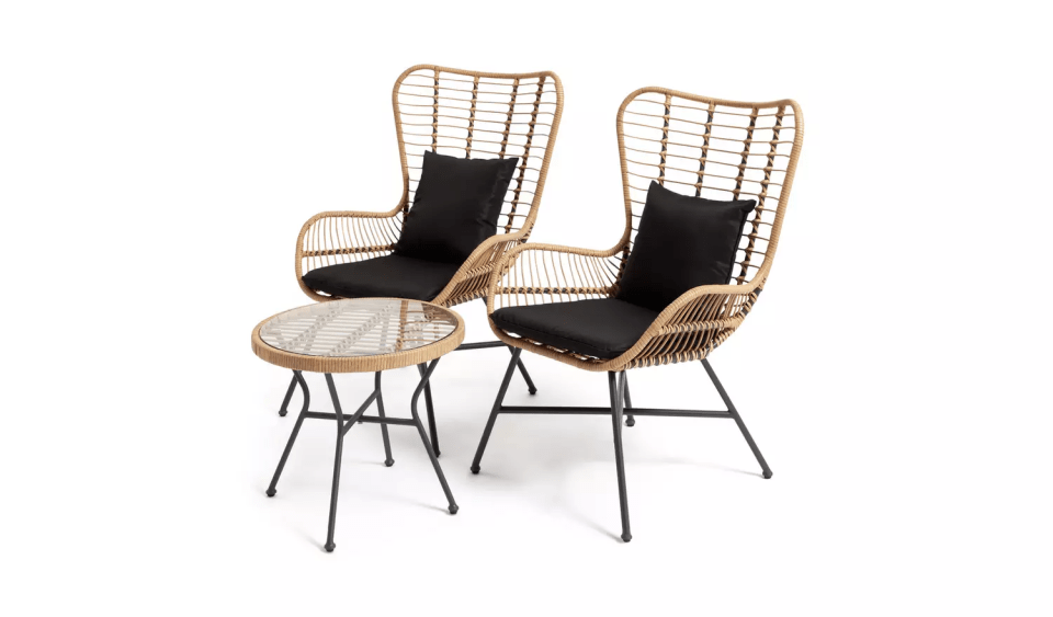 The Habitat two-seater bamboo garden bistro set is £260 at Argos