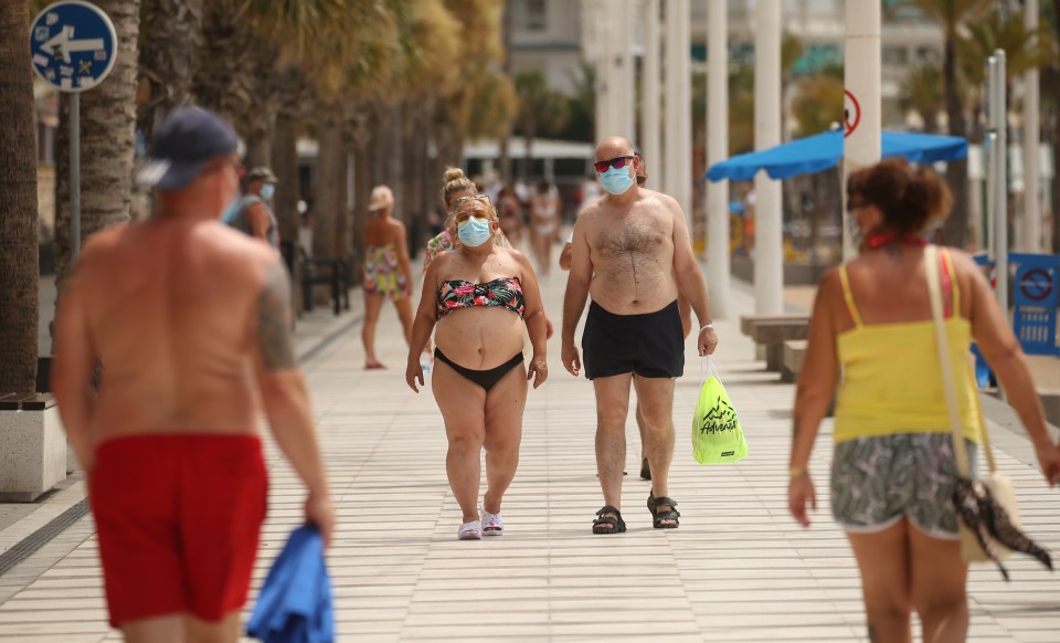 Brits pictured in Benidorm, where hotel bosses admitted they are 'very worried' by the anger growing amongst island residents