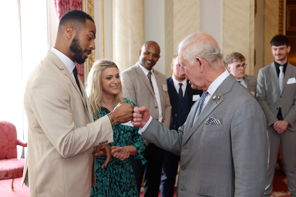 King Charles shared a fist bump with DJ and presenter Tyler West during the 20th Prince’s Trust Awards ceremony