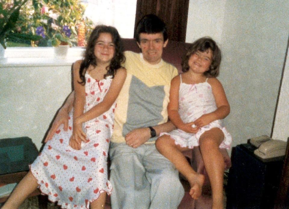 Elizabeth MacRae and her young sister Kirsty with their father Peter MacRae who died from Aids after he was given infected blood