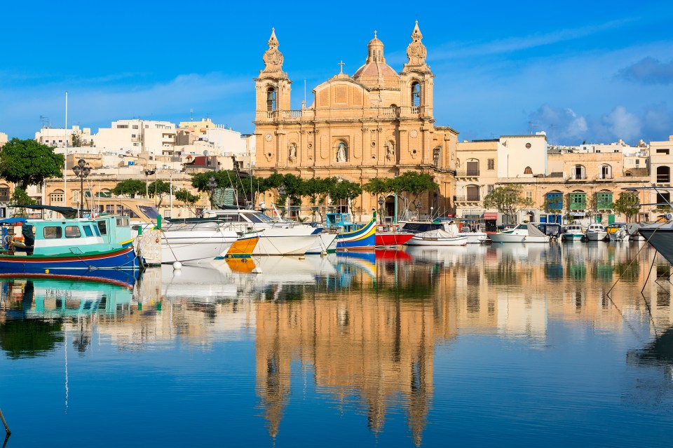 The sun-baked Port of Valletta in Malta