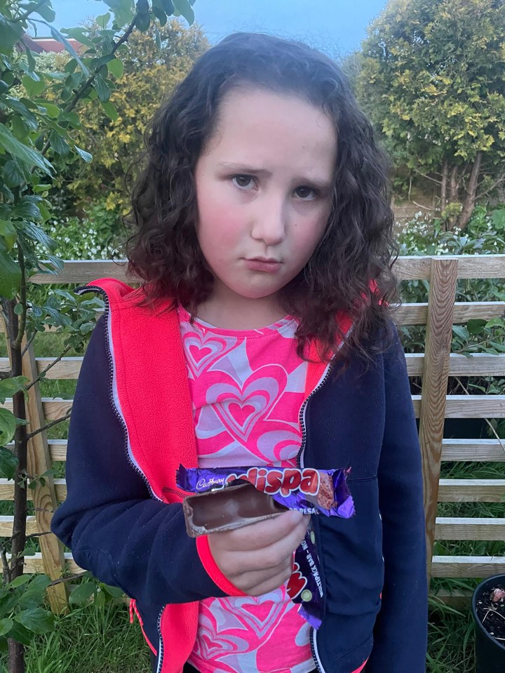 Scarlett King, 8, was shocked when she opened her Wispa bar