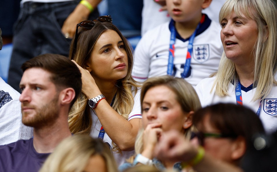 Love Island star Dani Dyer looking nervy as England struggled to get a grip of the game