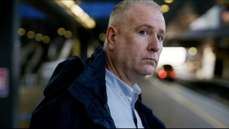 Tom Yeo at Reading station during filming for the show