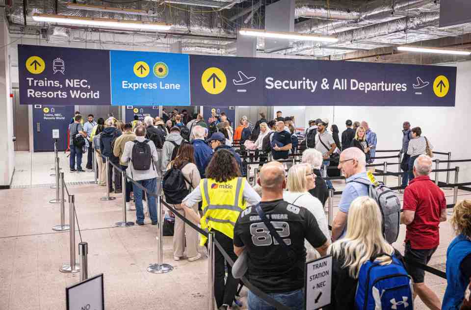 Birmingham Airport, snapped here on June 19, has been in chaos ever since the 100ml hand luggage rules were scrapped