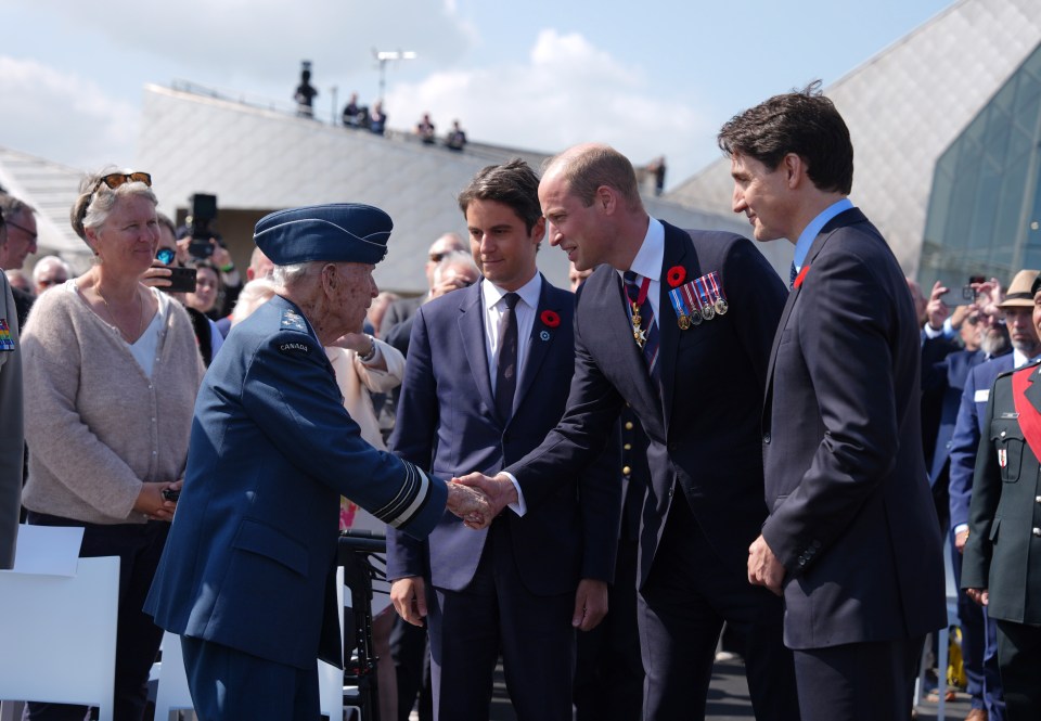 The Prince of Wales met with 100-year-old Richard Rohmer, one of the most decorated Canadian veterans, accompanied by the French Prime Minister Gabriel Attal and Canadian Prime Minister Justin Trudeau