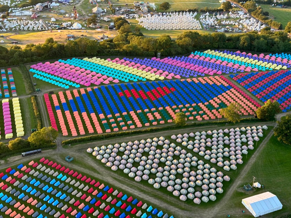 Glastonbury's tents are lined up and ready as more than 200,000 festival-goers arrive