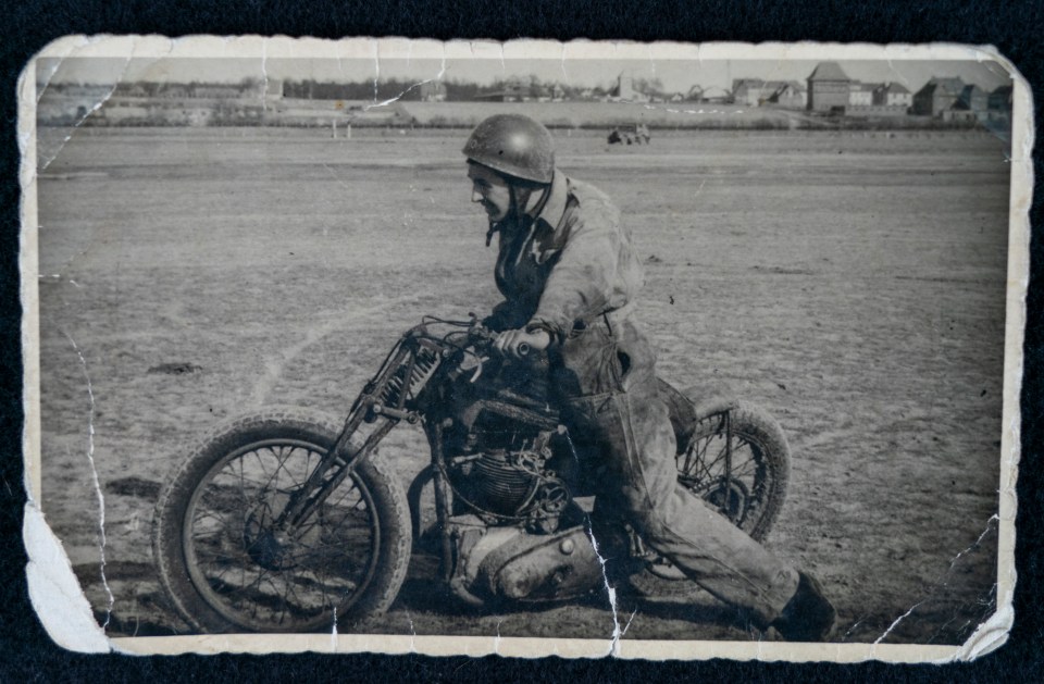 Don Sheppard was a despatch rider for the Royal Engineers (pictured in his mid-twenties)