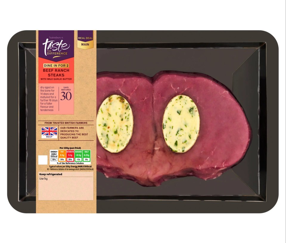 Sainsbury's Beef Ranch Steaks with Garlic Butter