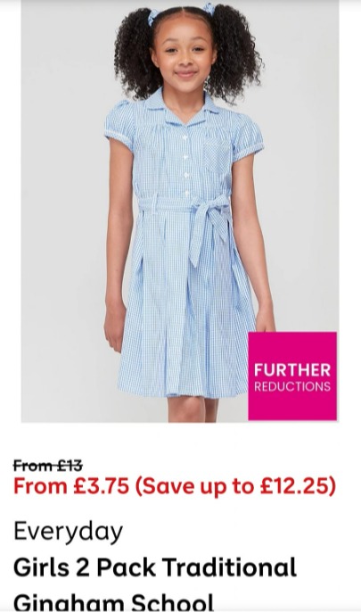 The blue gingham summer dress costs just £3.75 for two, meaning it costs £1.87 for one