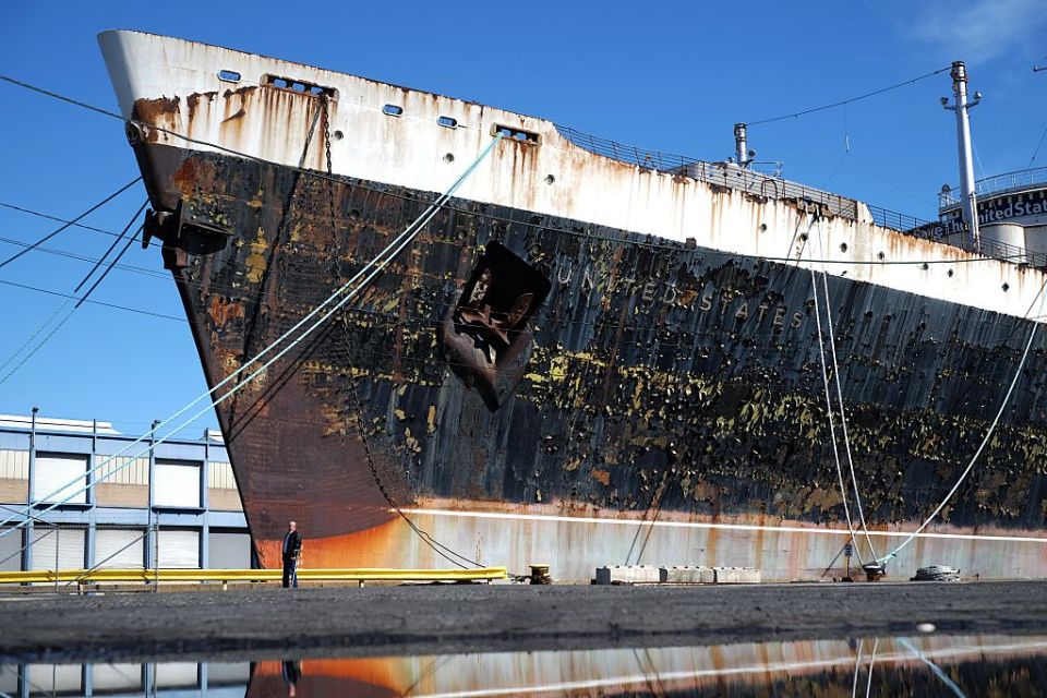 The rusting bow of the historic ship