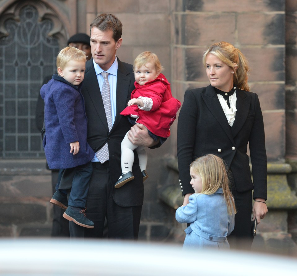 Lady Edwina Louise Grosvenor with her husband, Dan Snow, and their three children