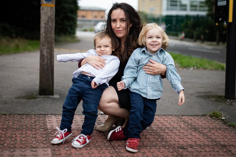 Mum Stella with her and Assange's children Gabriel (right) and Max (left) in 2020