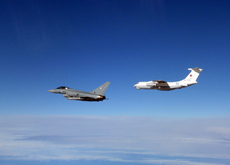 British Typhoons scramble to intercept a Russian aircraft flying close to Estonian airspace