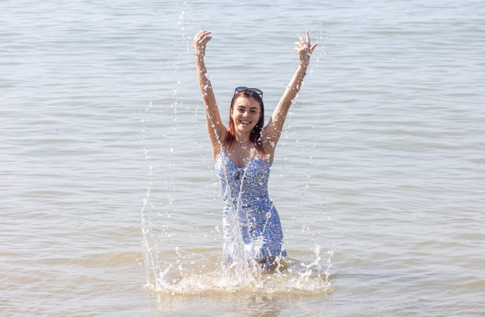 Brits enjoy the sea on Brighton Beach on Tuesday