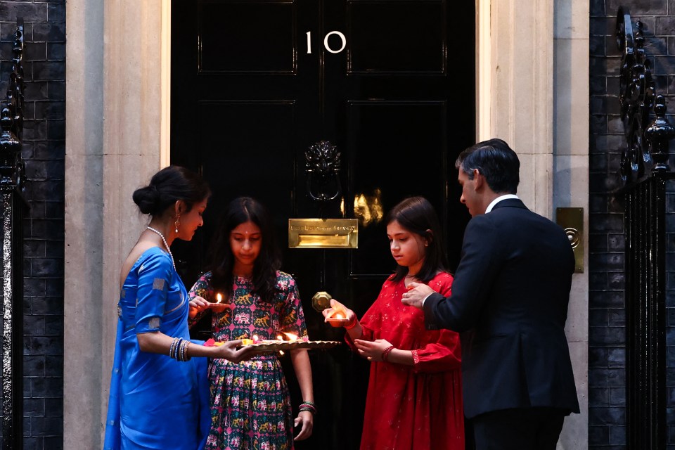 Rishi Sunak, his wife Akshata Murty and their daughters Anoushka and Krishna