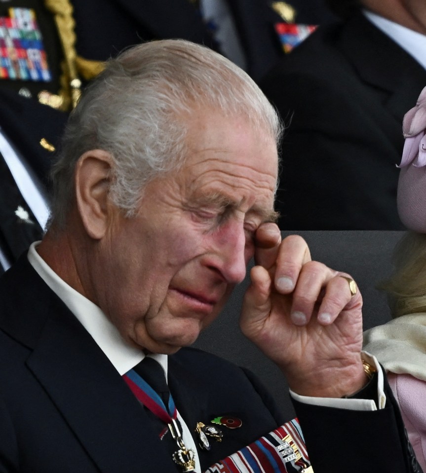 King Charles looked emotional during the service