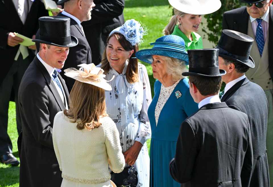 Prince William arrived with Queen Camilla, who stunned in turquoise blue