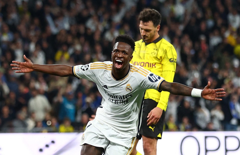 Vinicius Jr wheels away in delight after his goal