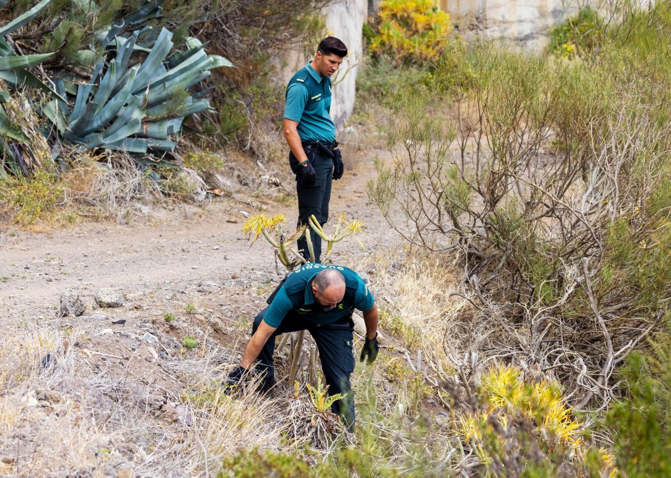 Civil police officers scour mountainous terrains close to where Jay went missing