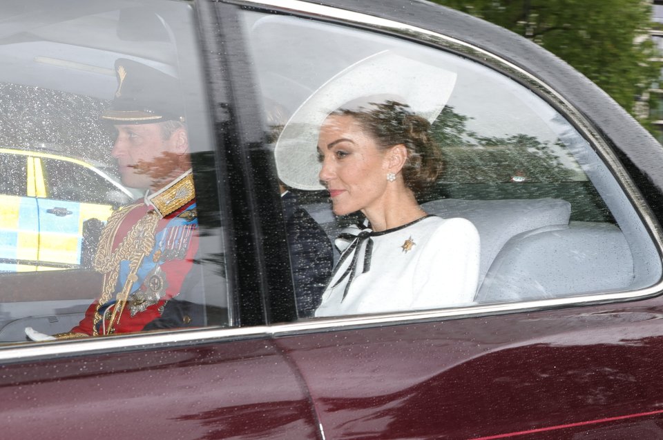 Kate this morning arrived at Trooping the Color - with Wills at her side