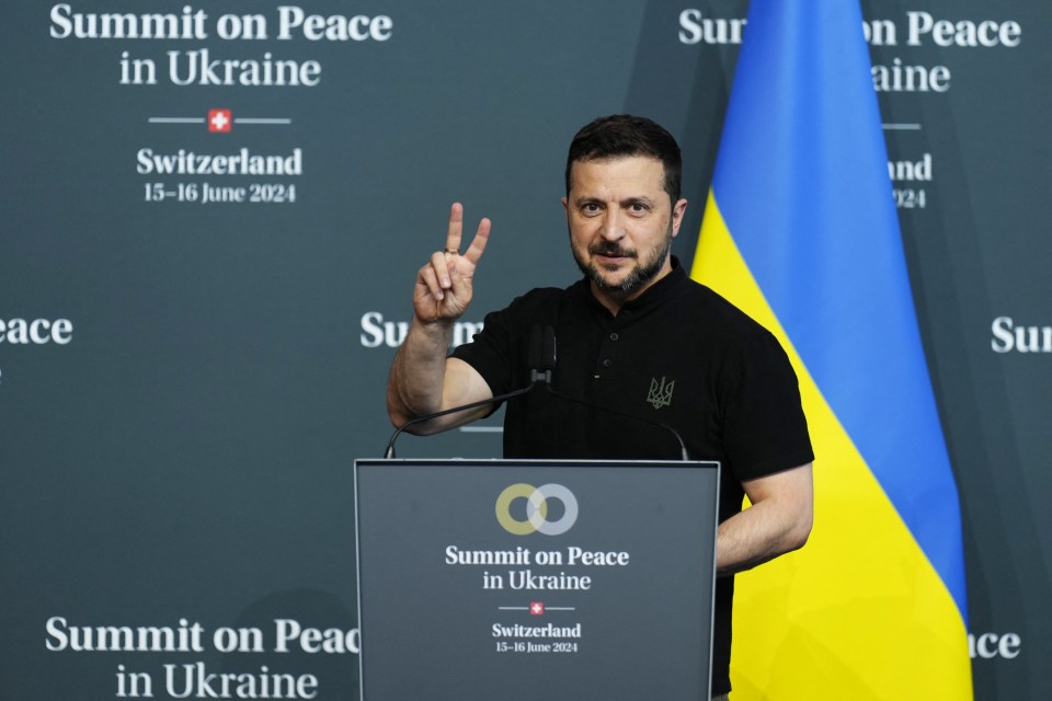 Volodymyr Zelensky addresses the Summit on Peace in Ukraine