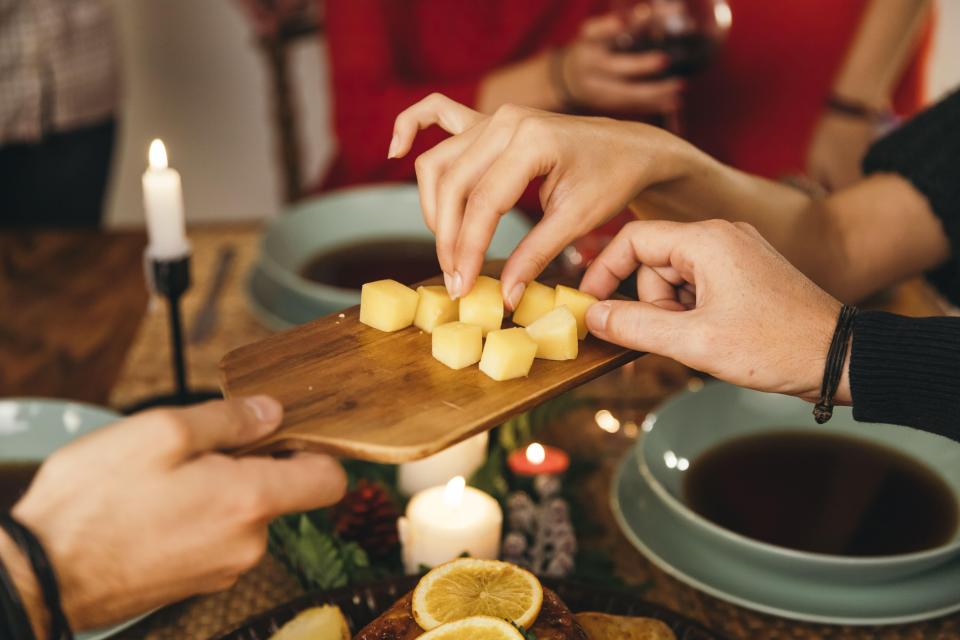 Researchers said a healthy diet contains fresh fruit and cheese (stock image)