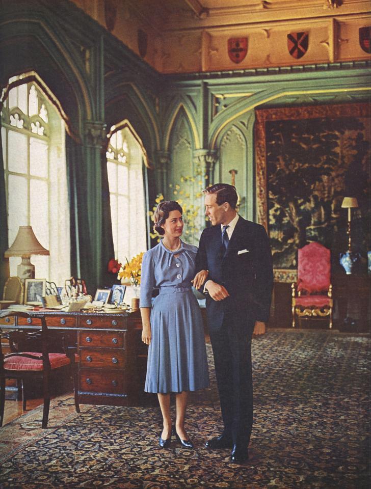 Princess Margaret and her then-fiance Anthony Armstrong-Jones at the Royal Lodge in 1960