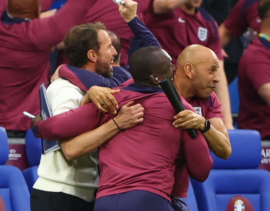 England's goals sent Gareth Southgate and the England coaching staff into wild celebrations