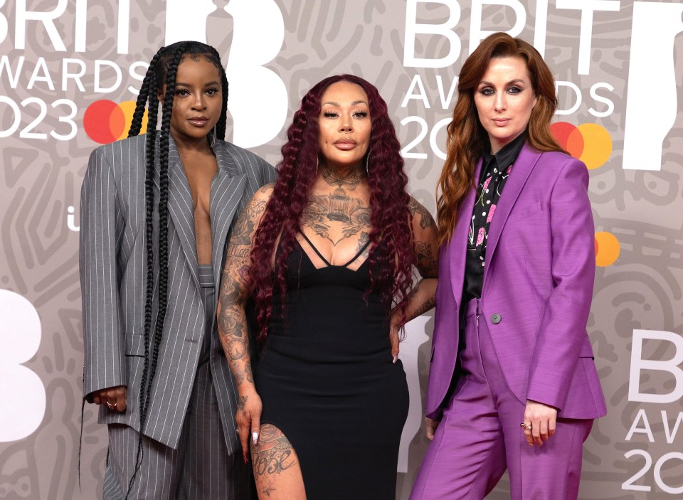 LONDON, ENGLAND - FEBRUARY 11: (EDITORIAL USE ONLY): (L-R) Keisha Buchanan, Mutya Buena and Siobhan Donaghy of the Sugababes attend The BRIT Awards 2023  at The O2 Arena on February 11, 2023 in London, England. (Photo by Jo Hale/Redferns)