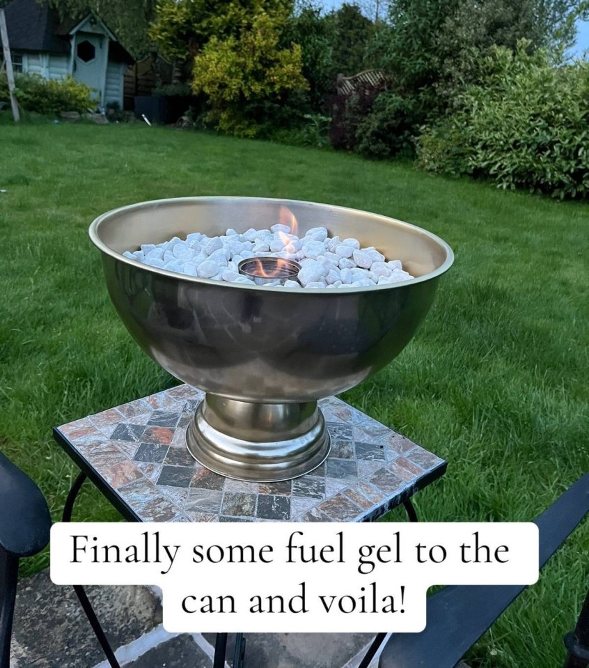 Rather than buying an expensive fire pit, the influencer created her own