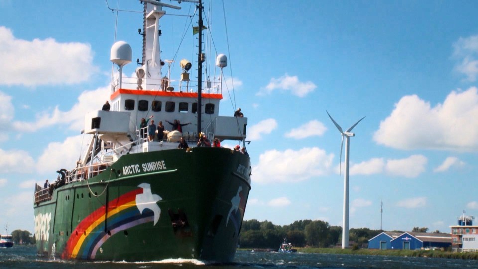 The activists sailed the Arctic Sunrise to the oil rig