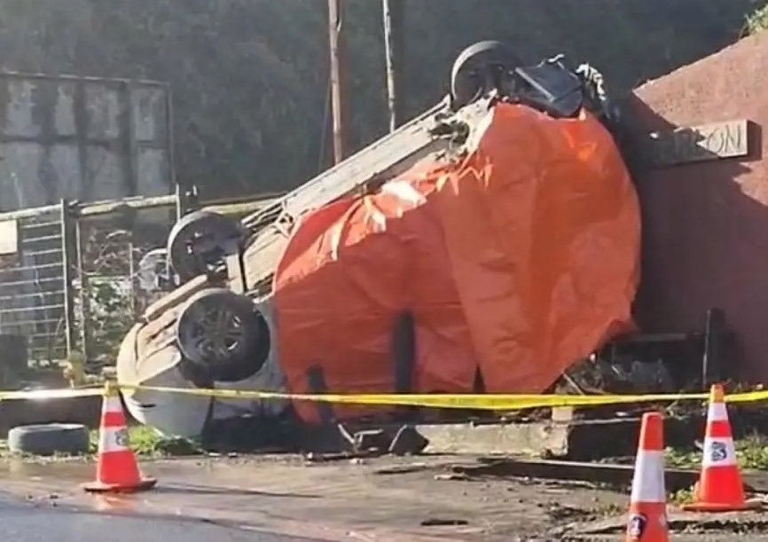 Ivana's car was seen overturned by the side of a road in Chile