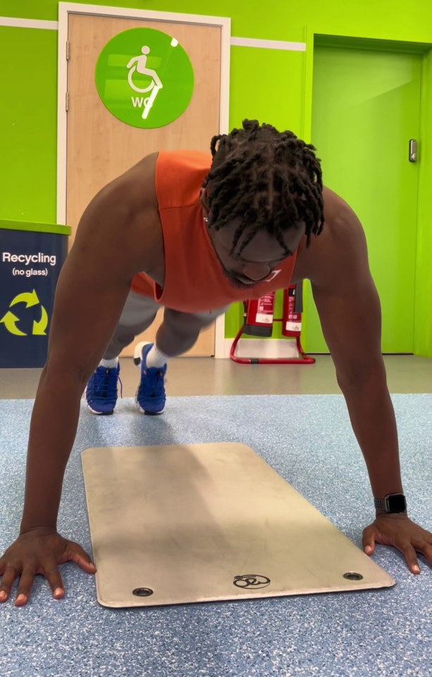 Then try a press-up – this can be on your toes or your knees